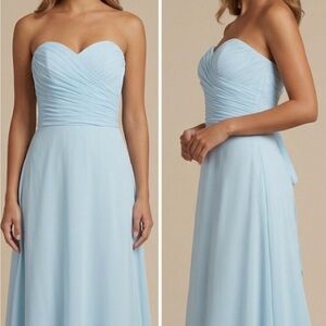 Handmade Light Blue Strapless Formal Gown Silk Lined Corset Back XS